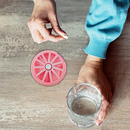 Pil Planner Wekelijks - Friendly Travel Round Wekelijkse Pill Organizer,Doorzichtige deksels pillendoosje voor vitamine, kabeljauwleverolie, supplementen - Afbeelding 4