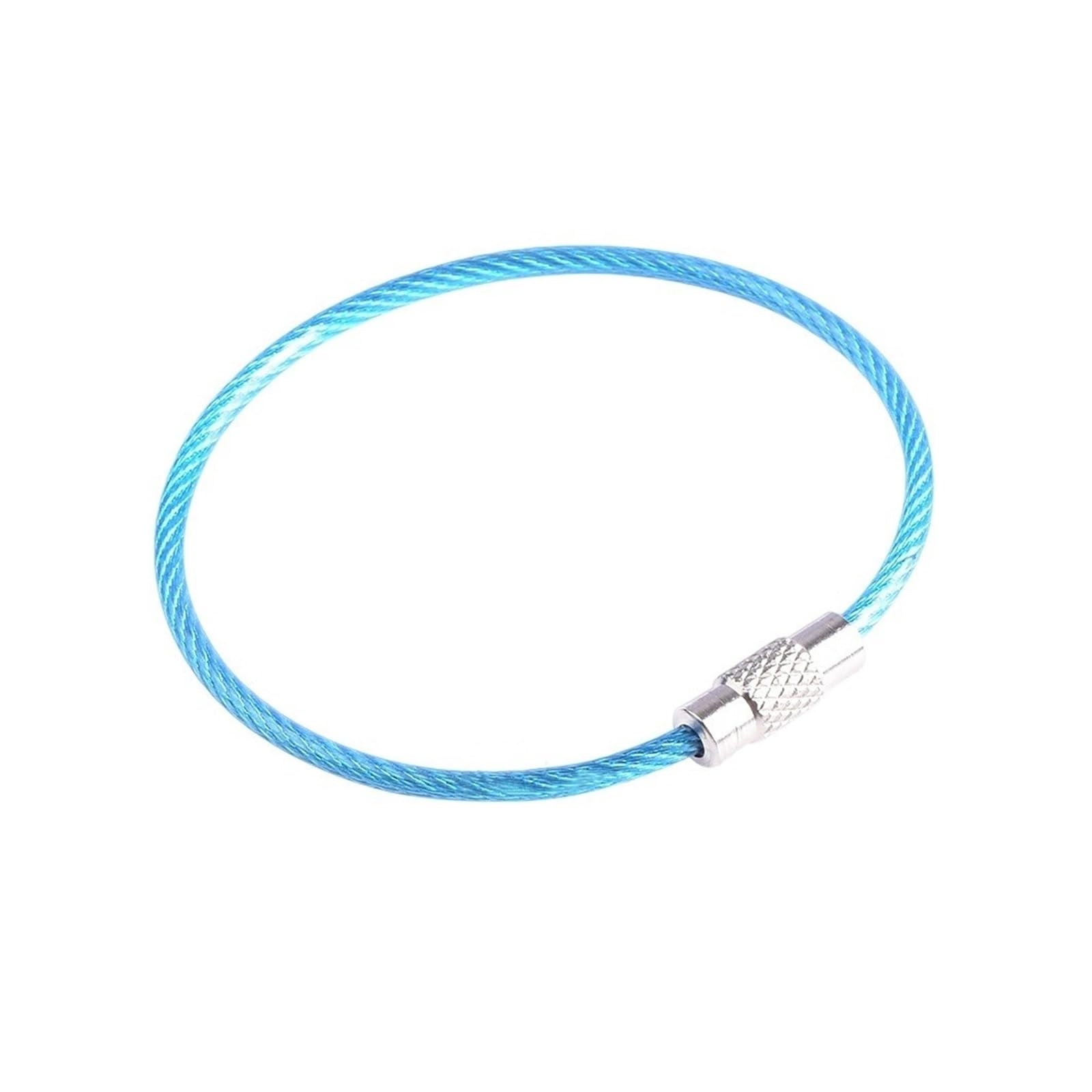 10pcs Stainless Wire Keychain Cable Keyring Loop ID Tag Screw Lock Key Chain Circle Rope Jewelry Making DIY 1.5cm Length (Color : LightBlue, Size : 150mm)