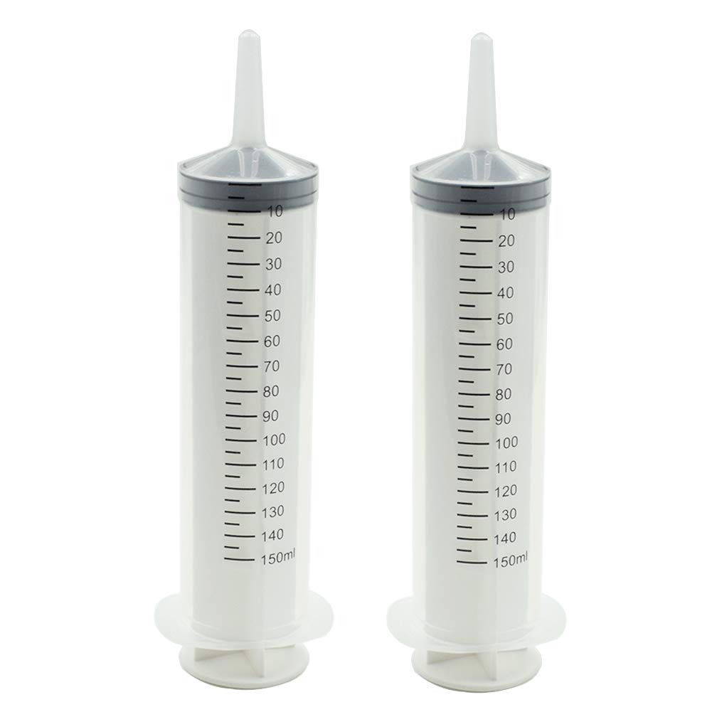 Dasunny 2Pcs 150ml Syringes, Large Plastic Garden Syringe for Scientific Labs, Watering, Refilling