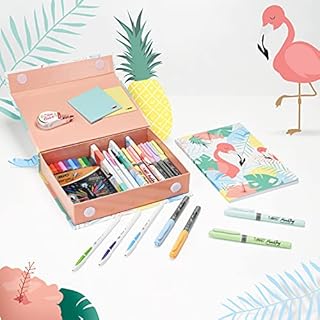 BIC My Stationery Box Including Felt-Tip and Ballpoint Pens, Permanent Markers and A5 Notebook, 28 Writing Products