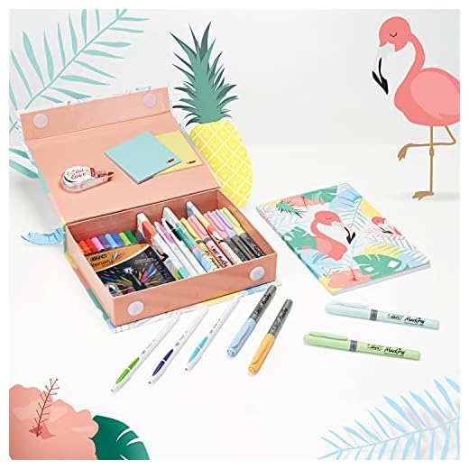 BIC My Stationery Box, 10 Marcadores, 6 Bolígrafos, 4 Rotuladores, 1 Cinta Correctora, 5 Marcadores Permanentes, 2 Blocs De Notas Adhesivas Y 1 Libreta A5 (Blanco), Multipack de 28 Unidades