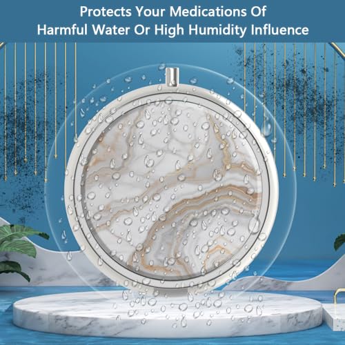 Pillendoosje 3 Compartimenten Geneeskunde Pillendoosje, Draagbare Geneeskunde Tablet Vitamine Houder Organizer voor Portemonnee Tas Reiscadeau(Grijs gemarmerd goud) - Afbeelding 3