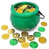 Joyin 208 st patricks day lucky leprechaun plastic coins and 1 large green cauldron with handle saint patricks pot of gold party supplies  urban country home decor