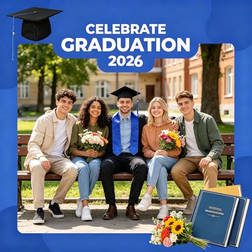 SYTTNUM Zestaw do sukni, Birret Ceremonia Ukończenie szkoły, Dorosły, Czapka Z Wisiorkiem Pasem Graduacyjnym, Nadaje Się Na Ceremonię Ukończenia Studiów Unisex (niebieski)