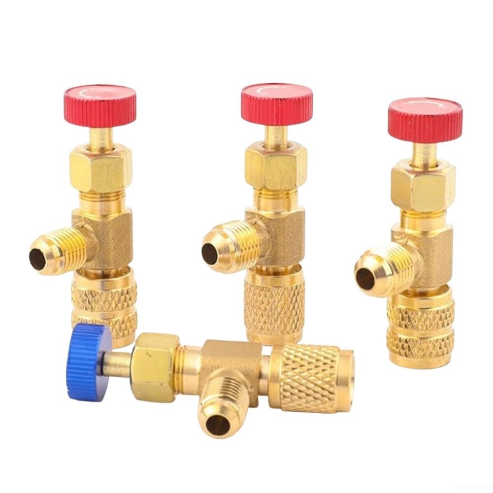 4 valvole di sicurezza per sistemi di climatizzazione compatibili con R22 R32 R410 con connettori rapidi di diverse dimensioni