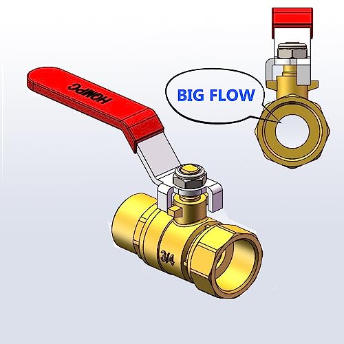 Hqmpc Garden Hose Shut Off Valve Ball Valve 3/4 Inch Ght Water Hose Shut Turn Off Valve Heavy Duty Hose On Off Valve Brass Shut Off Valve Hose Ball Valve 1Pc Long Handle thumb #2
