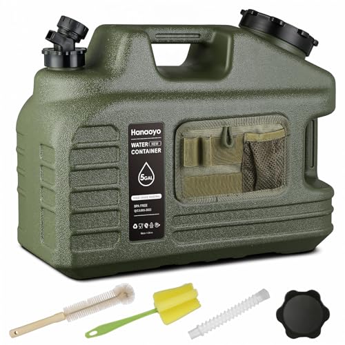 Hanaoyo 5 Gallon Camping Water Jug with Spigot, Water Container BPA Free Water Storage with Tool Bag, Portable Water Tank Emergency Water Storage for Hiking, Camping, Picnic, Home Use