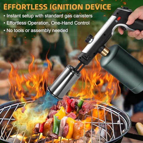 Image of Powerful Propane Torch with One-Touch Max Fire, Adjustable Kitchen Torch with Safety Lock, Flamethrower, Blow Torch Gun for Grill, BBQ, Sous Vide, Campfire Starter (Tank Not Included)