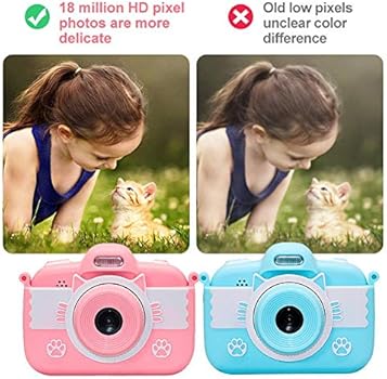 Amazon Co Jp ポータブル子供1800w Hd 1080pデジタルカメラかわいい漫画猫の形3インチ画面ミニカメラグッズギフト おもちゃ