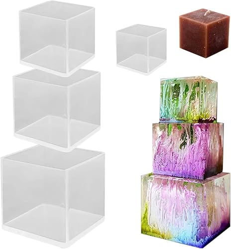 Miniatura 5 de 6 moldes de resina de esfera y cubo, moldes de resina epoxi de silicona transparente para bricolaje, bolas de cristal sin costuras y jabón para velas