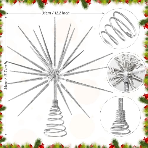 Silver Christmas Tree Topper 13.7 Inch - No DIY Silver Star Burst Tree Topper, Exploding Star Christmas Tree Decorations by LGFMGWH - Image 3