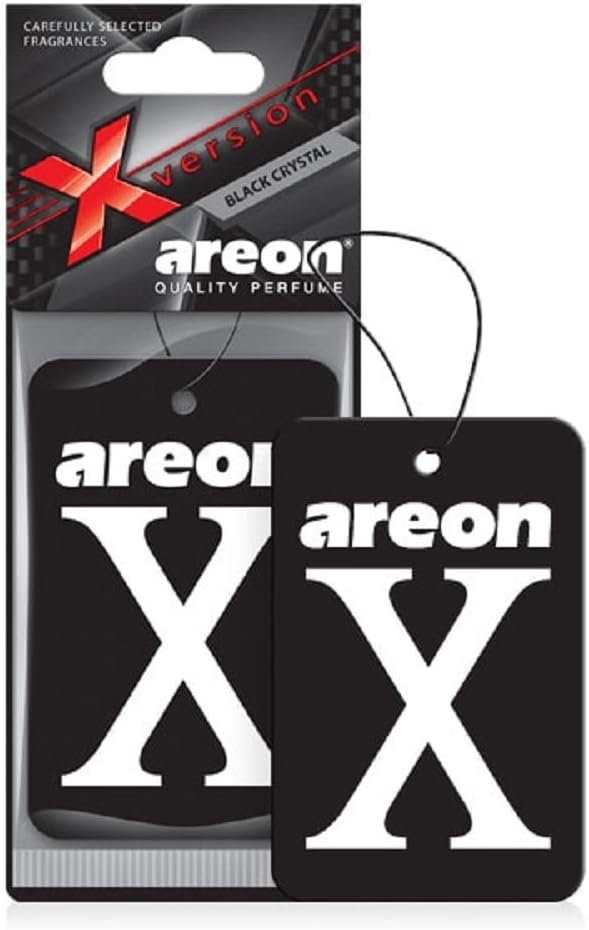 X XV02 Hanging Best Car Air Freshener Black Crystal Scent, Paper Hanging Ornaments, Long Lasting Scent for Car or Home 12 Pack