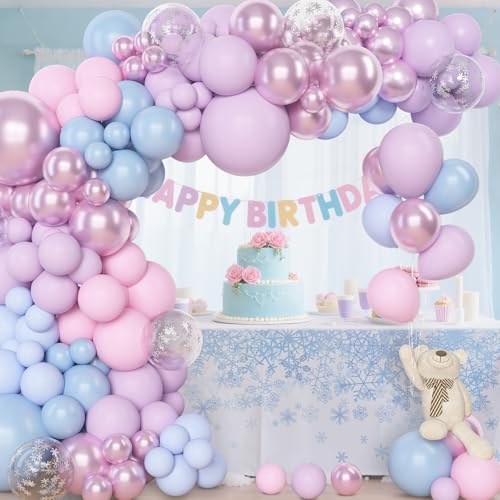 Image of Amandir 153pcs Pink Purple Blue Balloons Arch Garland Kit Different Sizes