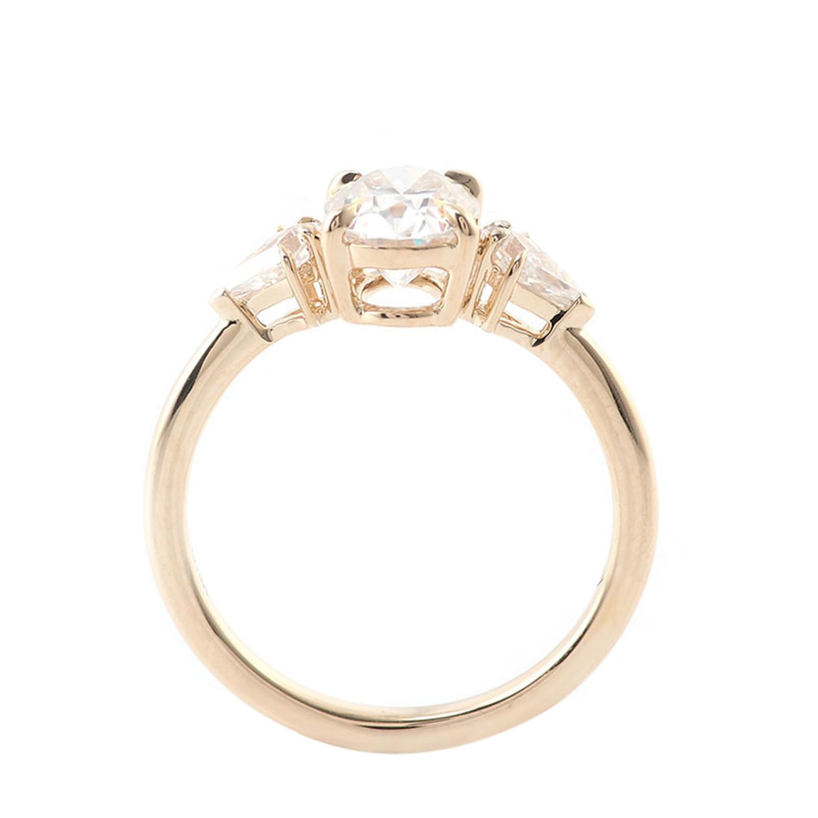 Fede Nuziale, Anello Fidanzamento Donna Oro Giallo 14K Elegante Design Geometrico con A 4 Griffe Moissanite Ovale da 1ct-3ct Anelli Matrimonio Donna Oro Giallo per Promessa