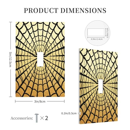 Decorative Switch Plate Covers Black Spider Spiderweb on Golden Background 1 Gang Light Switch Cover Plate Single Toggle Wall Plate Outlet Covers Wall Plate Faceplate for Home Decor