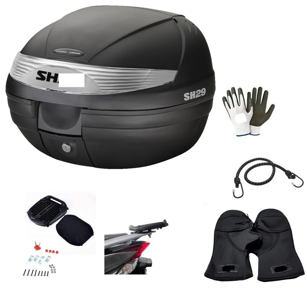 BAULETTO SH29 MOTO SCOOTER VALIGIA DA 29 LITRI PER 1 CASCO INTEGRALE 30X40X38CM COMPATIBILE CON SYM SYMPHONY 125 SR BAULE CON CHIUSURA LOCK SYSTEM+PIASTRA PORTAPACCHI+KIT MONTAGGIO
