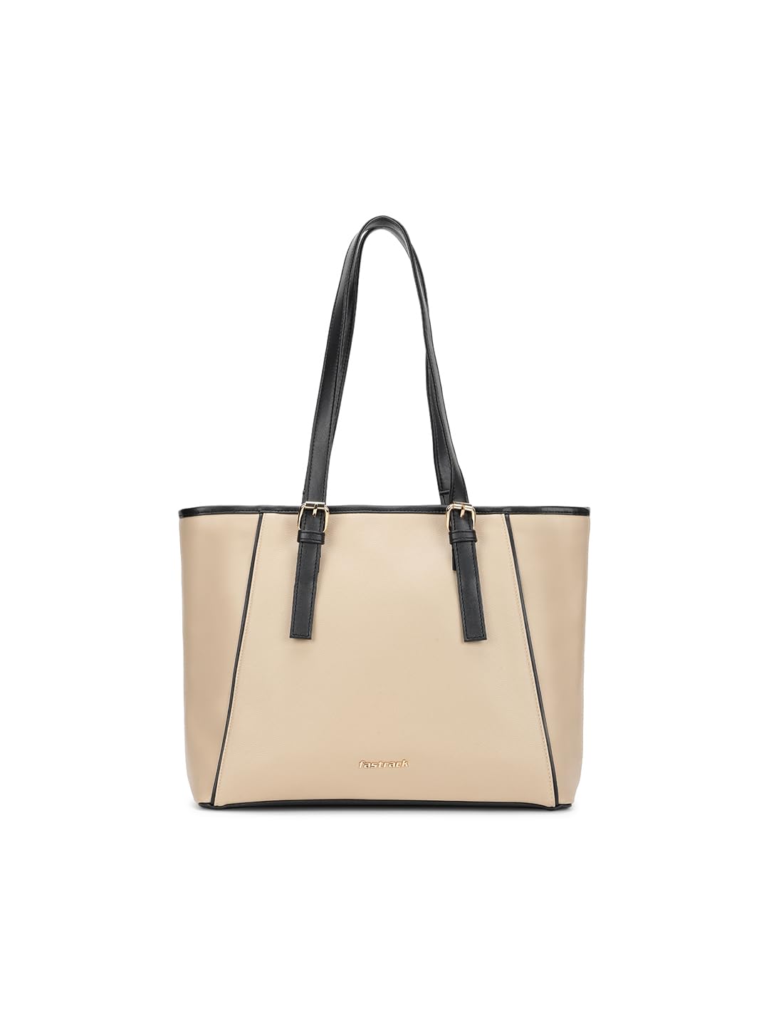 fastrack Workflix Tote | 15” Laptop-Compatible Women’S Bag | Beige Tote with Black Details & Gold Buckle Accents-picture-31