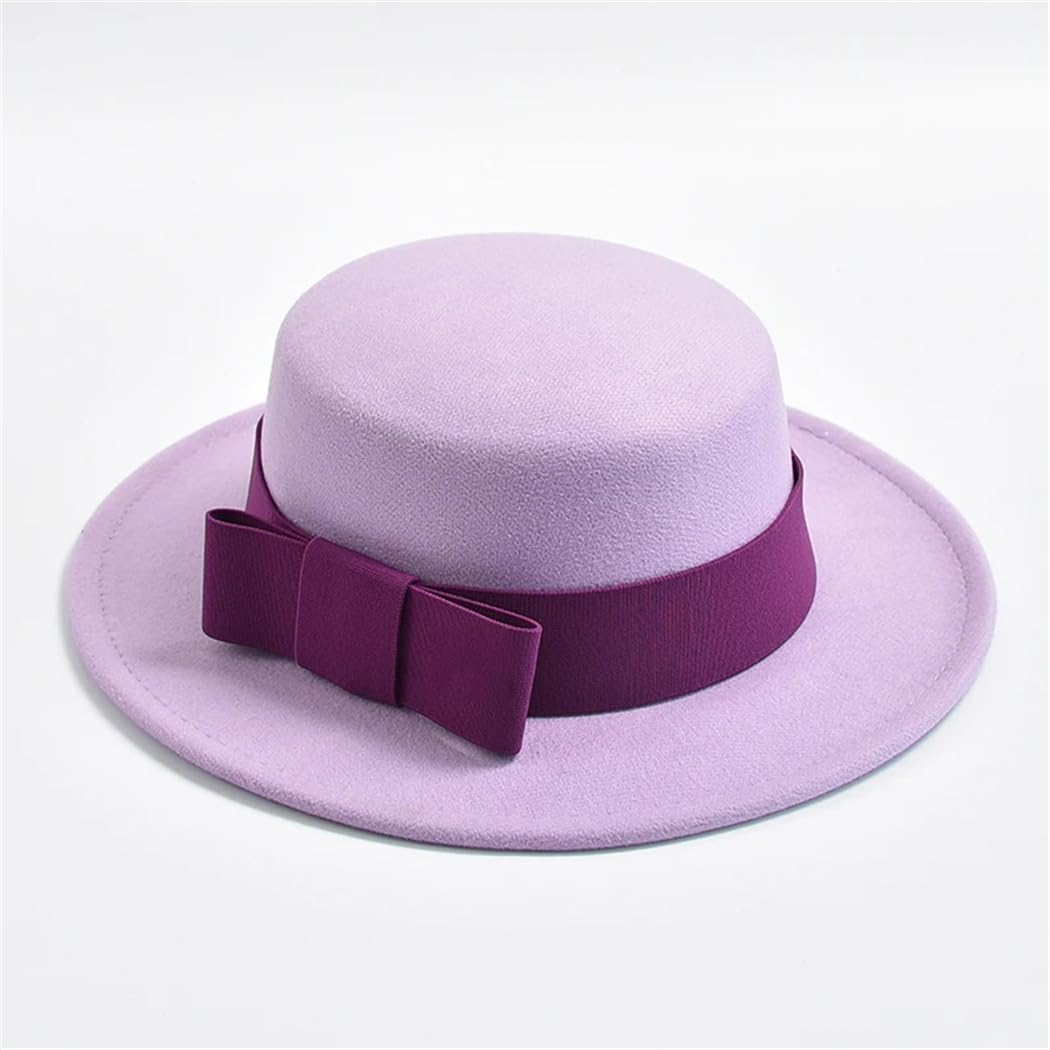 Cappello Fedora da donna, elegante, formale, per matrimonio, decorazione da chiesa, cappello piatto con fiocco per feste e jazz
