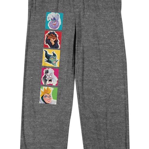 Disney Villains Character Squares Adult Gray Heather Sleep Pajama Pants2