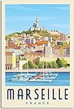 Marseille France Vintage Reise Poster Retro Wand Kunst 