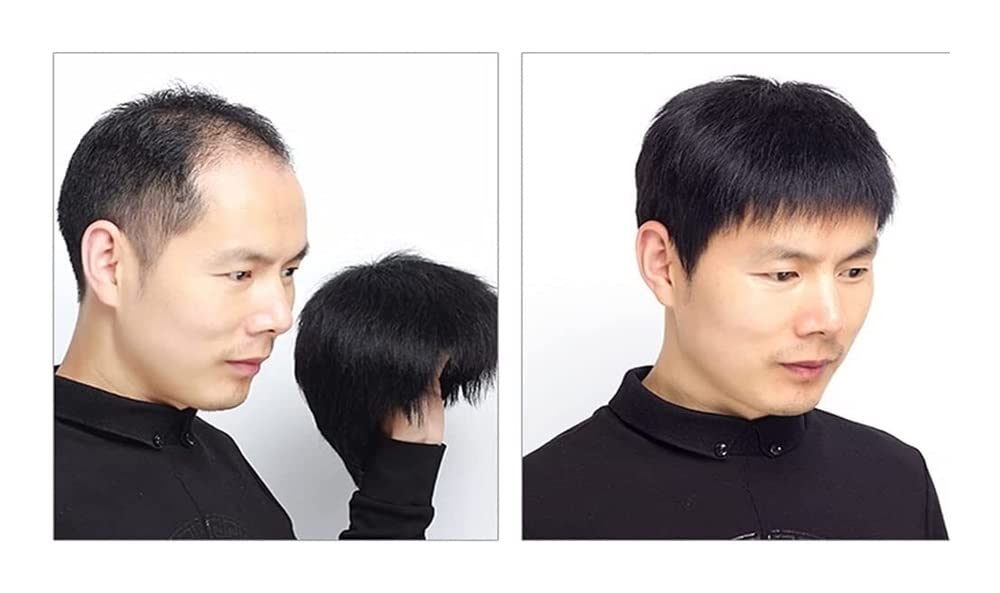 Pelucas Mujer de Fiesta Peluca Negra Corta para Hombre con Parte Lateral Derecha para Hombres De Mediana Edad Pelucas De Cabello Sintético Maduro Peluca Encantadora