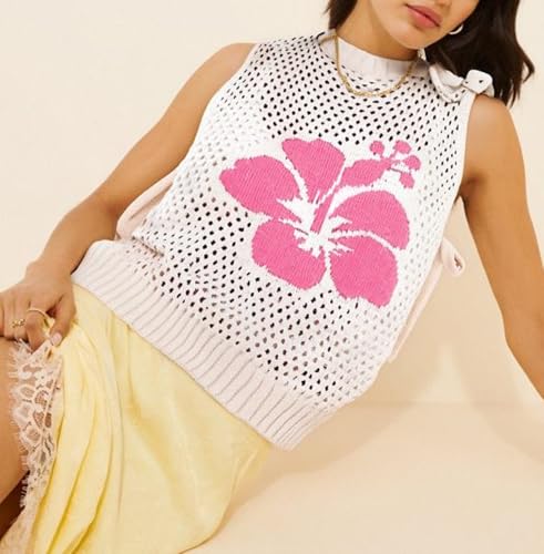 Image of Women Graphic Sweater Vest Y2k Knit Tank Top Lightweight Pullover Top