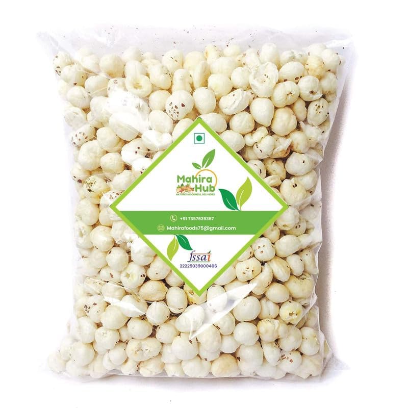 Image of MAHIRA HUB Fox Nuts | Phool Makhana, Lotus Puffs | Rich in Calcium, Maintains Weight, Healthy Snacks (500g)