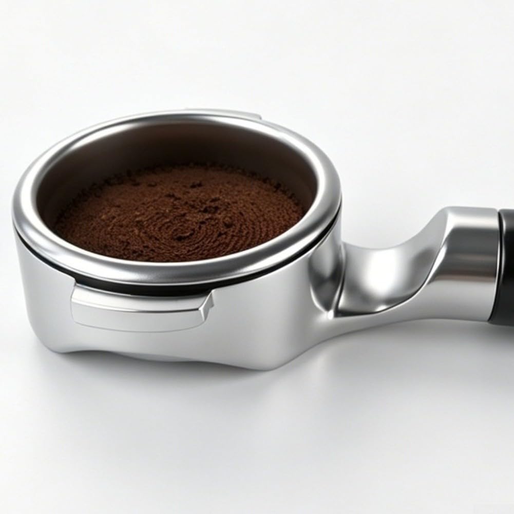 58mm E61 Portafilter Base plana de dos orejas Acero inoxidable para mango para barista uso doméstico duradero (blanco)