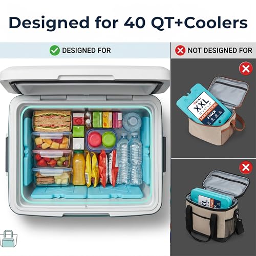 Image of Kona XXL Ice Packs for Coolers - 2 lb Reusable Slim Freezer Packs, Long-Lasting Dry Ice Alternative for Cooler Bags, 13x10 Inch, Fast Freeze (-5 C), Available in Multiple Pack Quantities