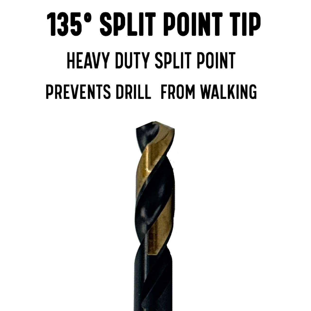 Drill America 5/32" HSS Contractor Grade Black & Gold Split Point Stub Drill Bit