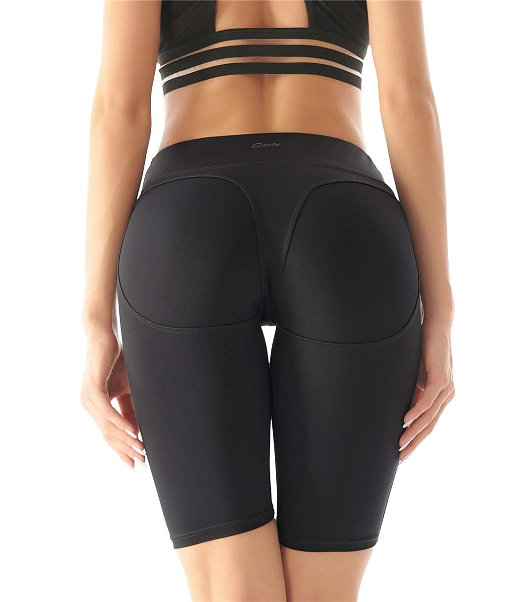 BEELU FASHION BOUTIQUE Capri Leggings for Women Tummy Control High Waisted Workout Sports Shorts, B-black2, XL