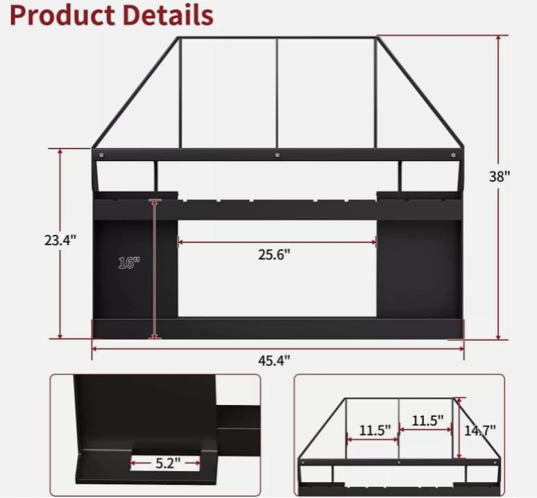 46" Quick Attach Mount Pallet Fork Frame 4000lbs Capacity Skid Steer Attachment