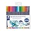 Produktbild STAEDTLER 3001 TB18 Doppel-Fasermaler (feine Spitze und Pinselspitze, für Aquarell-Effekte) Klarfaltetui mit 18 brillanten Farben