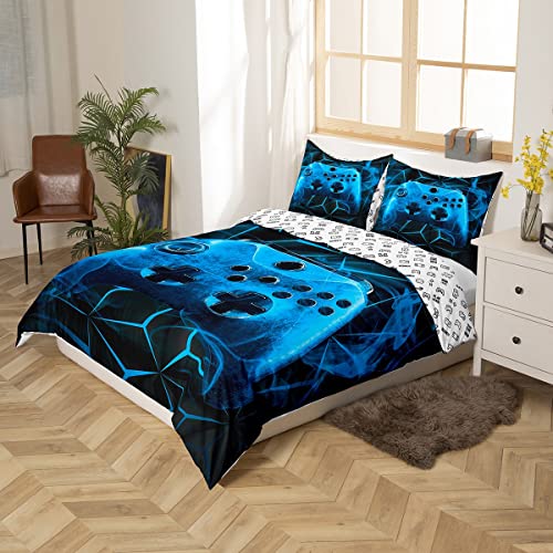 Housse de couette bleue King pour garçons avec boutons de fermeture pratiques