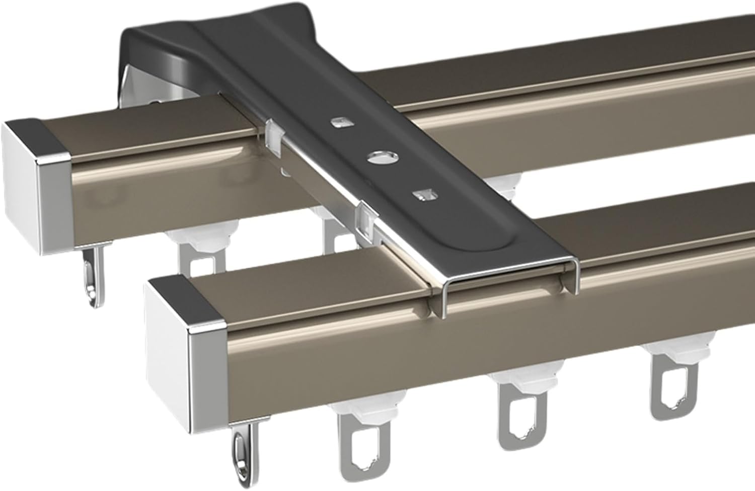 Double rail de rideau en aluminium facile à fixer au plafond, rail coulissant robuste avec trous pré-percés, glissement fluide et silencieux pour rideaux, cloisons, séparateurs de pièce