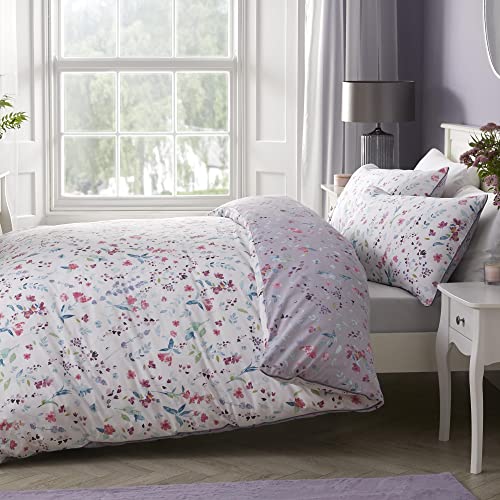 Dreams & Drapes Diseño - Wild Flora - Juego de Funda de edredón - Tamaño de Cama Doble, Color Morado Cover