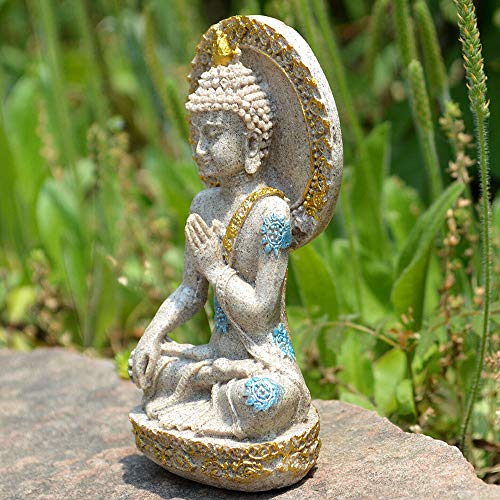 Estatua Buda Thai de Resina y Piedra de 12 cm miniatura 3