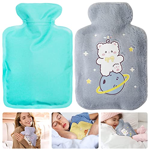 Bouillotte avec housse de 500 ml - Pour enfant - Pour la main et le corps - Garde au chaud - Amovible et lavable - Soulagement rapide de la douleur et confort Cover