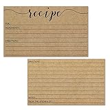 Recipe Cards - Size 3x5 - Small Kraft Brown Lined Kitchen Note Card for Recipe Box - Set of 50