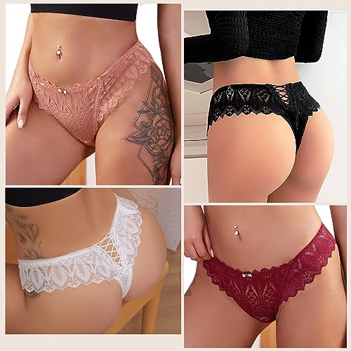Lishang-5er-Tangas-Mujer-Pack-Sexy-Bragas-Encaje-Mujer-Ropa-Elastica-Braguitas-Culotte-Transparente-Cintura-Baja-Ropa-Interior-Femenina