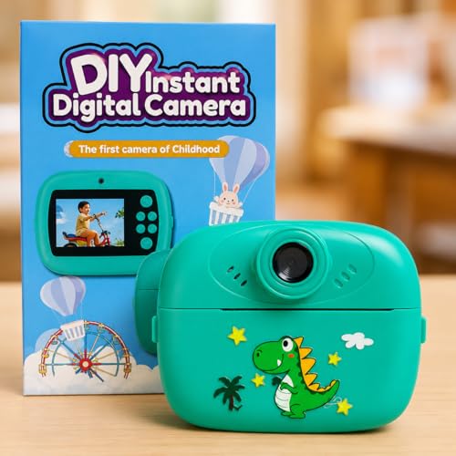 Image of Kids Instant Print Camera Video with Games, Thermal Printer, 2 Print Rolls, USB Charging, 48MP Children Digital Camera, Gift for Boys & Girls Age 3-16 (Teal Green Kids Instant Print Camera)