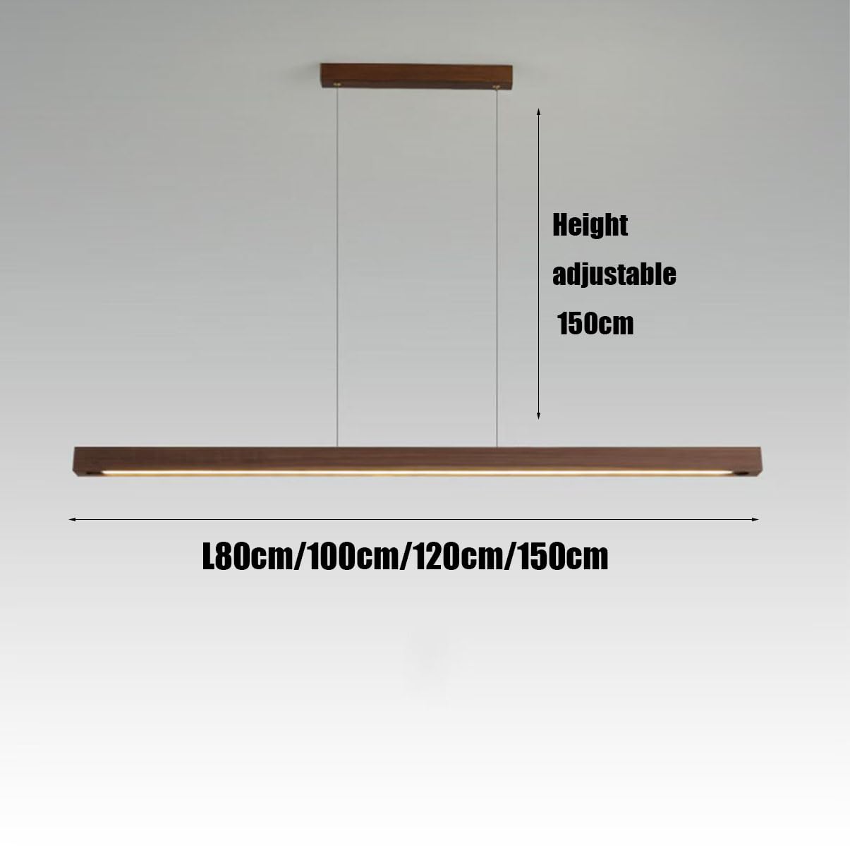 Holz Pendelleuchte LED Esszimmer Dimmbar Esstischlampe Hängelampe Linear Design Hängeleuchte Dimmbare LED Pendellampe mit Fernbedienung, Höhenverstellbare für Büro Küche Esszimmer (Pfirsichholz, 80)