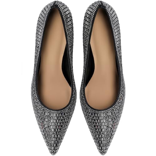 TDD Floral High Heels for Women Stiletto Pointed Toe Pumps Closed Toe Dressy Comfortable Sexy Elegantes Faux Suede Wedding Slip On Formal Prom Sparkly 3 Inch Shoes4