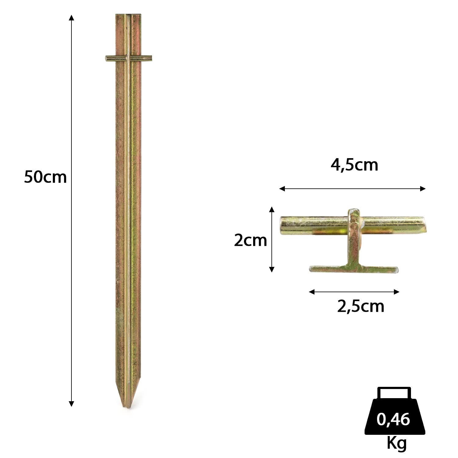 Moritz Stal T-Profil Śledź do namiotu Stal T-Profil Śledź do namiotu Camping 30-40 lub 50 cm (20 sztuk, 50 cm)