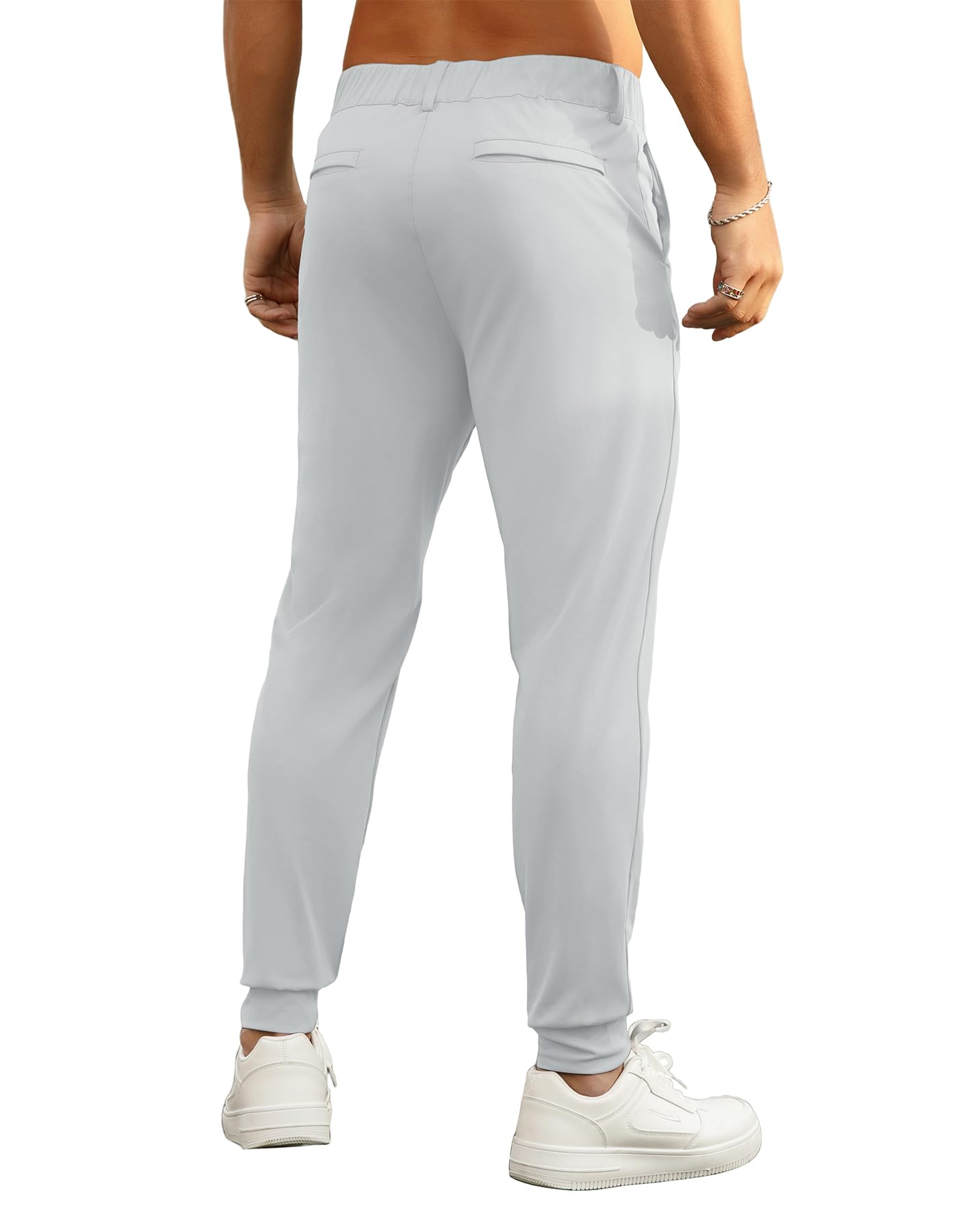QIXING Pantalon de golf pour homme, coupe ajustée, extensible, décontracté, pantalon de bureau évacuant l'humidité, avec 5 poches