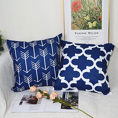 TIDWIACE Set of 6 Navy Blue Cushion Cover Outdoor Furniture Decorative Linen - Throw Pillow case for Home Office Sofa Bedroom Car Garden ,Invisible Zipper 45x45cm/18x18 Inch - Cosy Home Interiors TIDWIACE Set of 6 Navy Blue Cushion Cover Outdoor Furniture Decorative Linen - Throw Pillow case for Home Office Sofa Bedroom Car Garden ,Invisible Zipper 45x45cm/18x18 Inch - Image 8