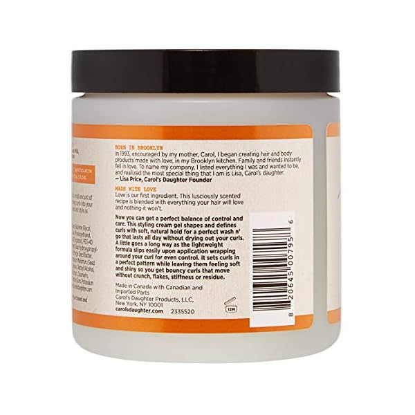 Carol’s Daughter Coco Creme Curl Shaping Cream Gel, with Coconut Oil, Coconut Milk, Silicone Free, Paraben Free Hair Gel for Curly Hair , Mineral Oil Free, for Very Dry Hair, 16 Oz