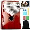 Kalimba Thumb Piano,YUNDIE Portable 17 Keys Mbira Finger Piano with Tune Hammer and Study Instruction,Musical Instruments Gift for Adult Beginners Professional(Brownish Red) (17 Keys)