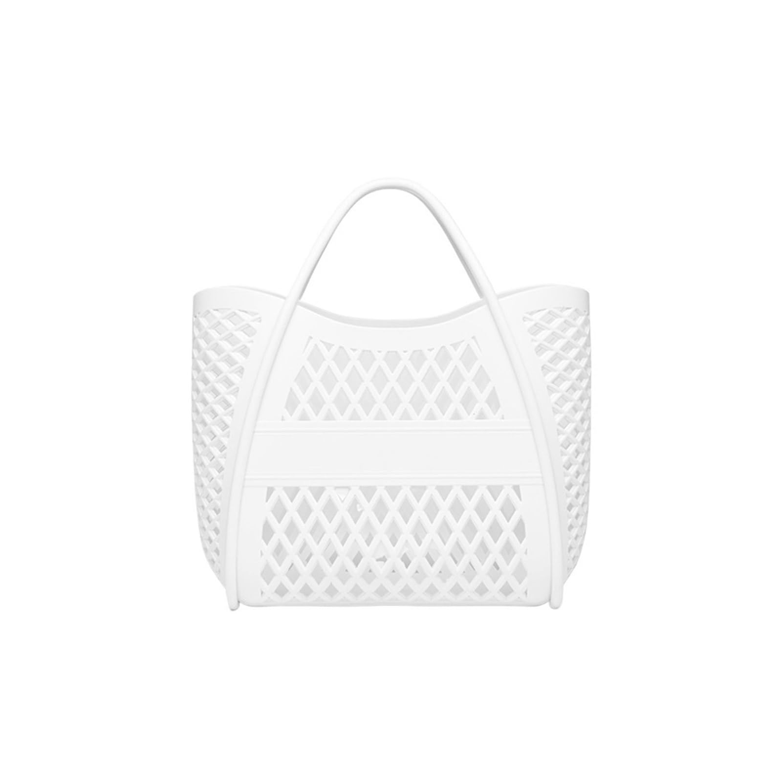 Cortexura Beach bag, large-capacity hollow hand basket, lightweight and portable, strong load-bearing capacity, pet bag(White)