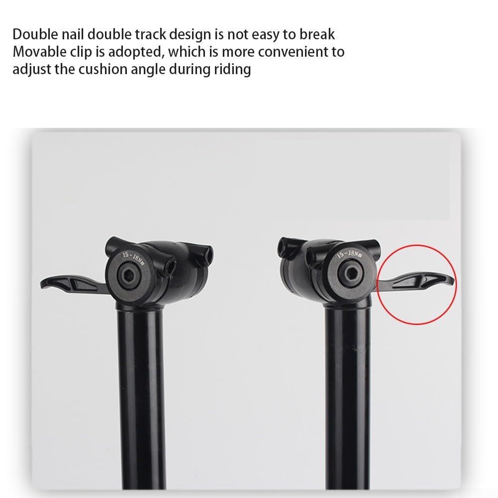 Tige de Selle Suspendue télescopique réglable avec Suspension pneumatique, Amortisseur, 31,6 mm, Alliage d'aluminium CNC, réglage Manuel de la Hauteur, Noire, pour VTT et vélo de r